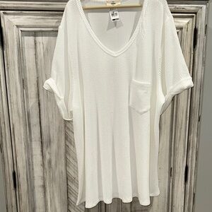 White V-Neck Knit Top